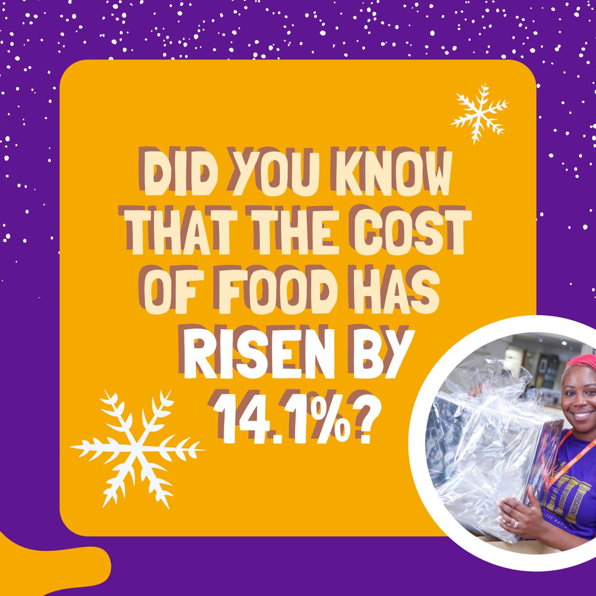 FcNationUK's tweet image. Can you imagine waking up on Christmas Day without having enough food to feed your family?

We will be supporting families with a First Class Festive Family Meal and a free to access Food Pantry

Help us to help each other this Christmas
instagram.com/p/CljCZRNIgBR/…
PLEASE SHARE 💜