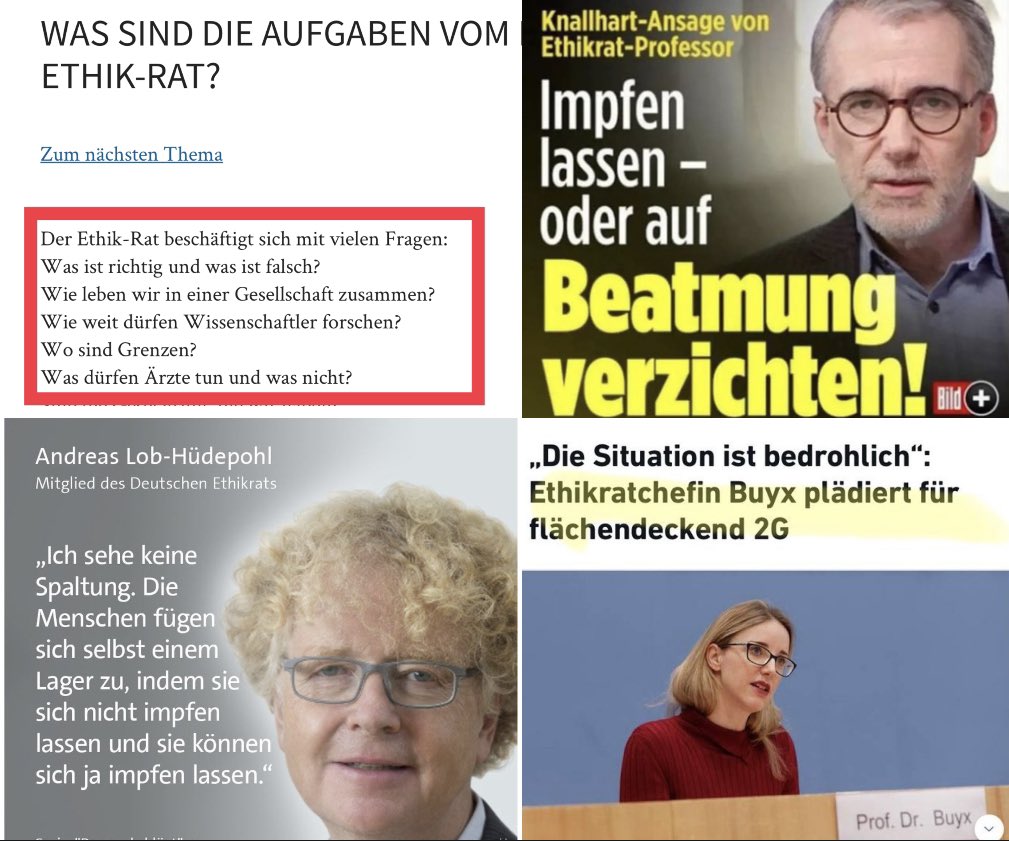Jedes Unrechtsregime in der Menschheitsgeschichte hatte seine willfährigen Intellektuellen, die das Unrecht legitimierten, es zur Moral, zur Notwehr oder zu „Wissenschaft“ verklärten. 

Ein #Ethikrat, der sich in der Krise so gehen lässt, muss gehen. ethikrat.org/leichte-sprach…