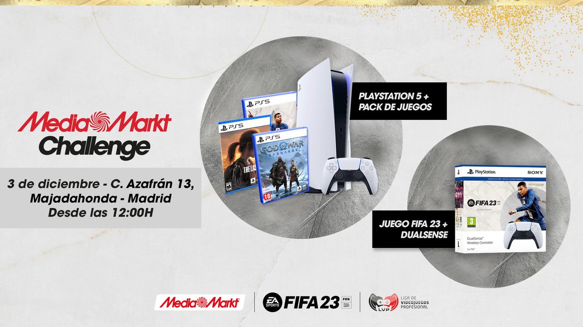 ¿Quieres llevarte uno de estos premiazos? Participa en la tienda de <a href="/MediaMarktGames/">MediaMarkt Games</a> en el CC de Majadahonda el sábado día 3.

⚽️ ¡Y juega contra <a href="/cachoo01/">Cacho01</a> en el FIFA23! ¿Quién le vencerá? ⚽️