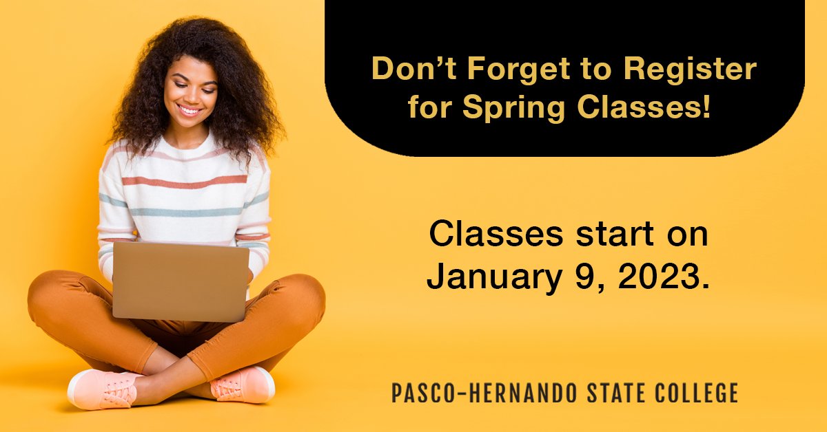 Time is ticking to register for the spring 2023 term! There is still time to register for your spring courses before classes start on Jan. 9. Pay your registration fees by Jan. 4 at 7 p.m. to secure your classes.

Register on WISE at phsc.edu/myphsc 
#PHSCedu