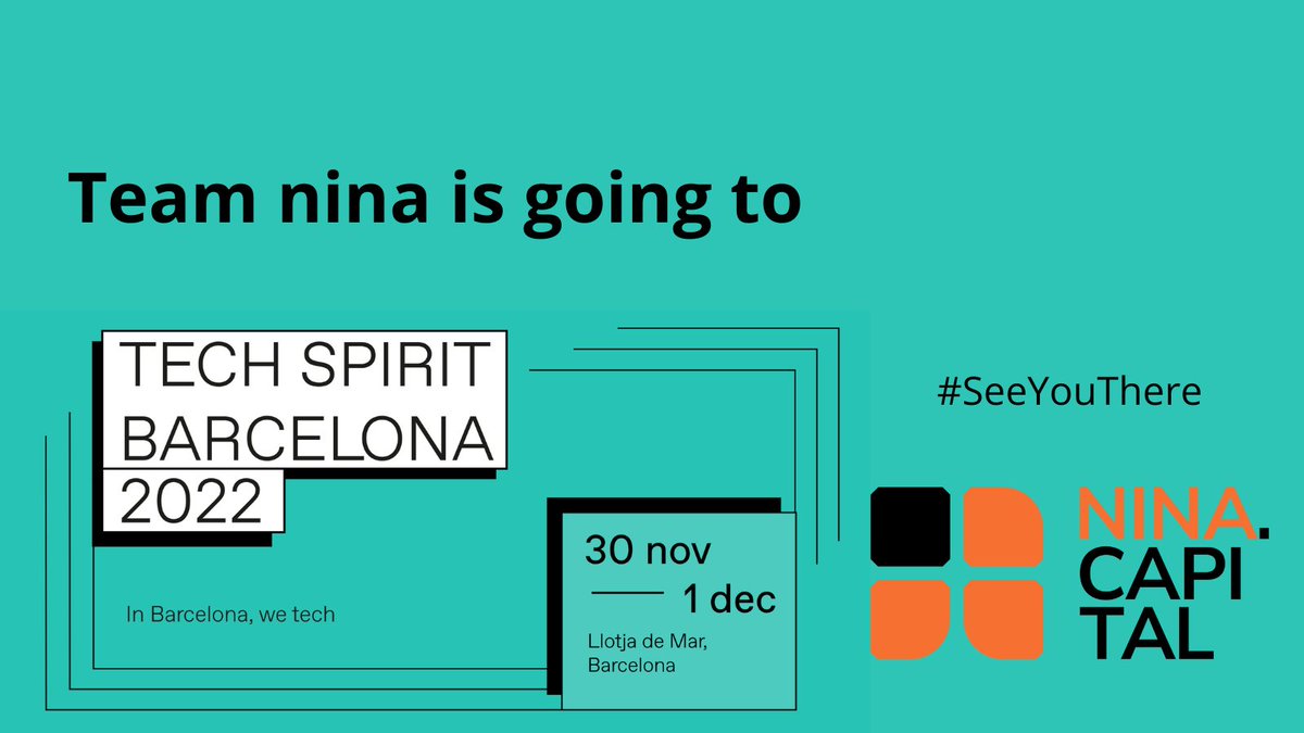 ninacapital's tweet photo. This week team nina is attenting #TechSpirit in Barcelona. We are looking forward to meeting #digitalhealth startups and investors. Ping @FedeAureli if you there #wearenina https://t.co/pnwCasgdP1