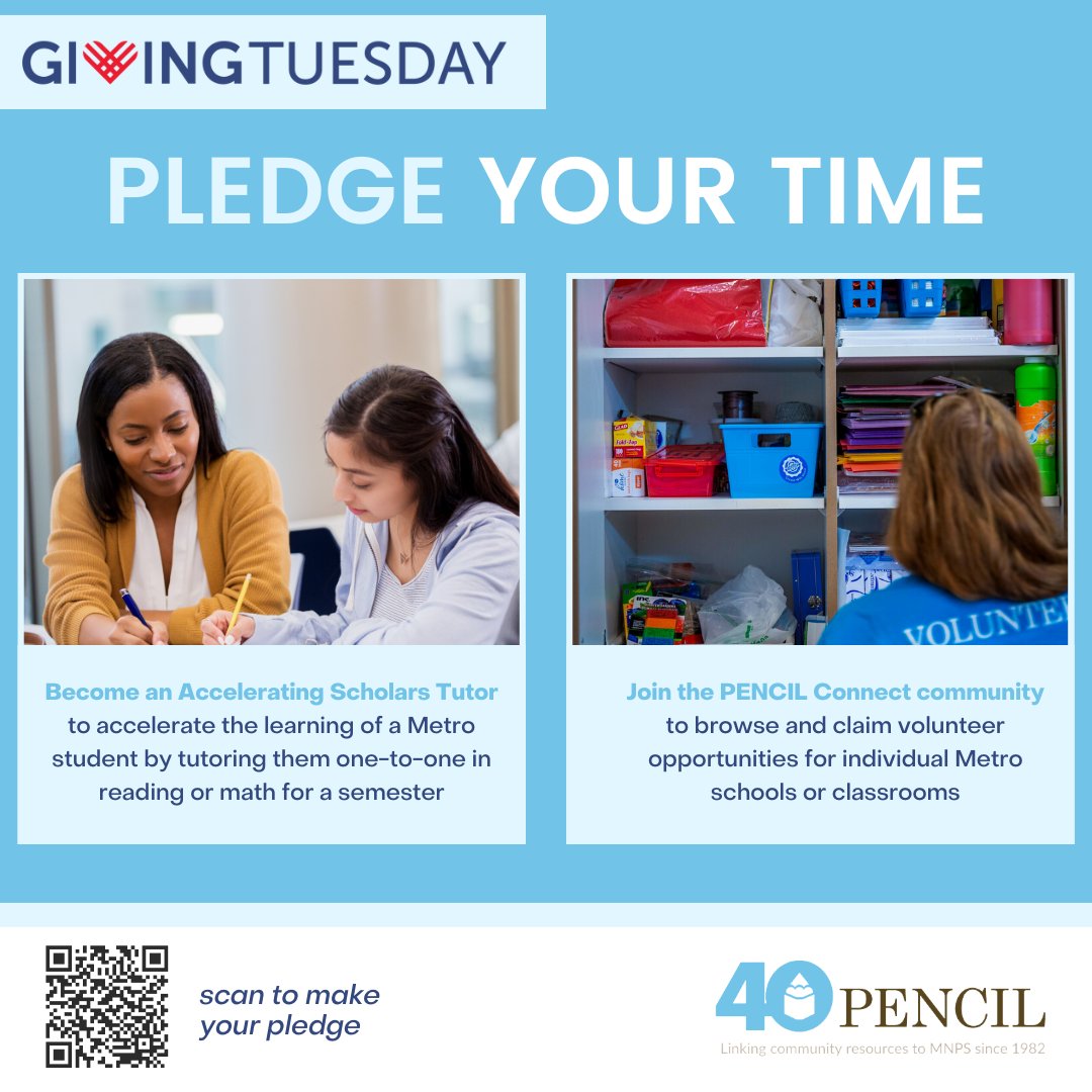 Will you join PENCIL in celebrating #GivingTuesday, by pledging to give your time to <a href="/MetroSchools/">Metro Schools</a> next semester? Pledge today: fs20.formsite.com/pencil615/fk29…

By pledging your time, you are giving back to your community &amp; making a difference in the lives of Nashville’s future leaders.