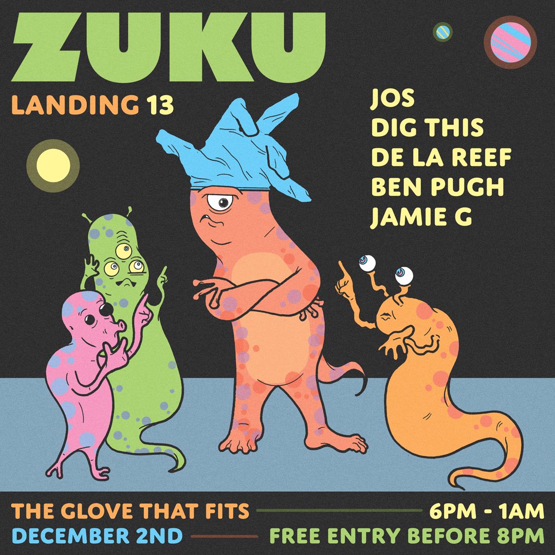 __zuku__'s tweet photo. london landing incoming ⚠️

we touch down south once again this friday as we take over the glove that fits in hackney for an evening of beats from 6pm - 1am 🛰️

free entry before 8pm… https://t.co/ErHjSZJEL7 https://t.co/y21TQvfOYo