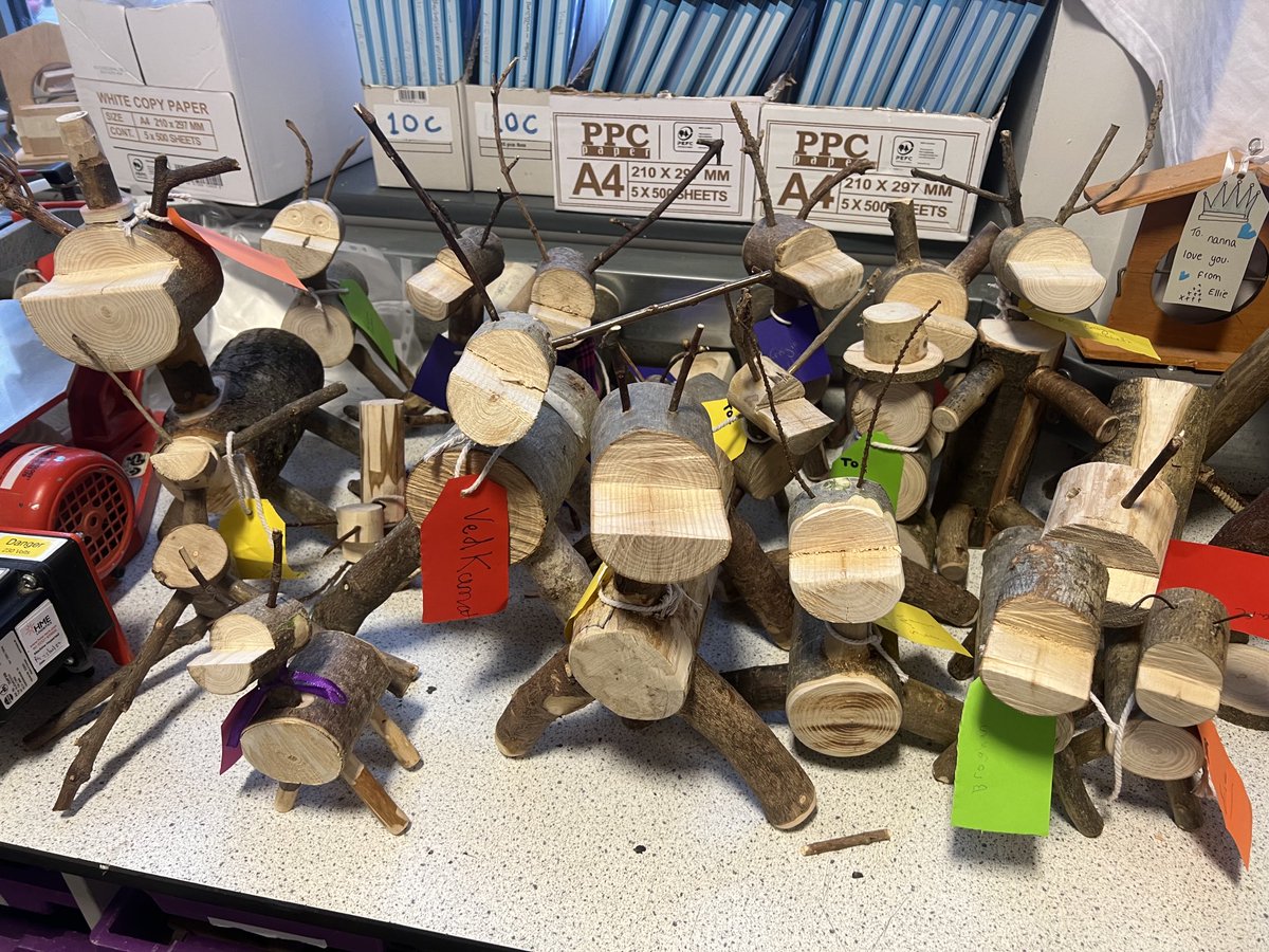 HeadteacherDcc's tweet photo. The elves have been busy making charity reindeer for the Denton Community Christmas Fair which is taking place on Saturday. Don’t forget doors open at 11.00am. #DCC #BeDCC #DCCTechnology @RScottPrimary @marzy120 https://t.co/0ojLukGXKa