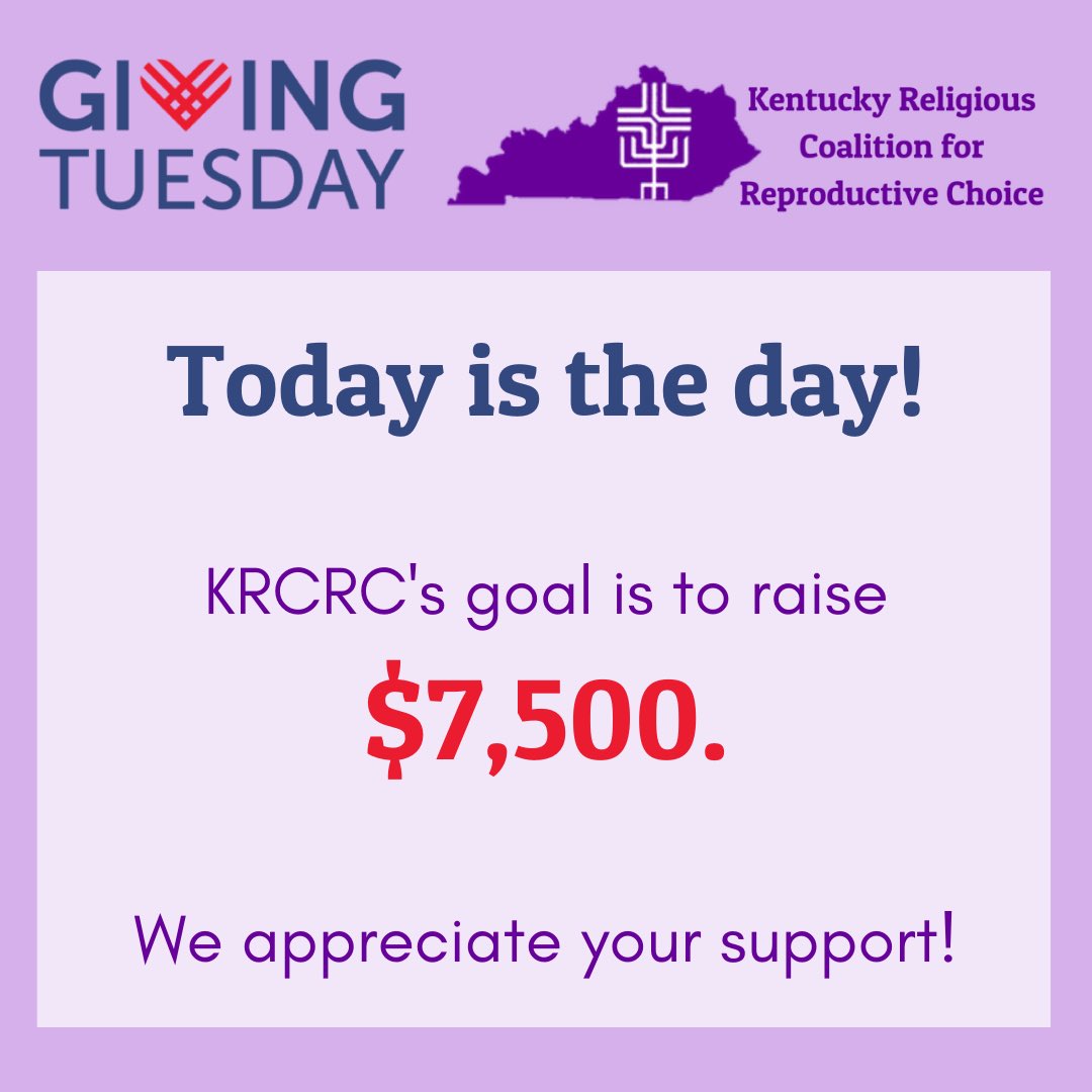 Ky_RCRC's tweet photo. Today is #GivingTuesday! We at KRCRC are thankful for all of you in your generosity and support of our efforts to protect reproductive choice in Kentucky. Donate today by going to https://t.co/WABvF1ML0E. 💜 https://t.co/JbFcEHWWQt