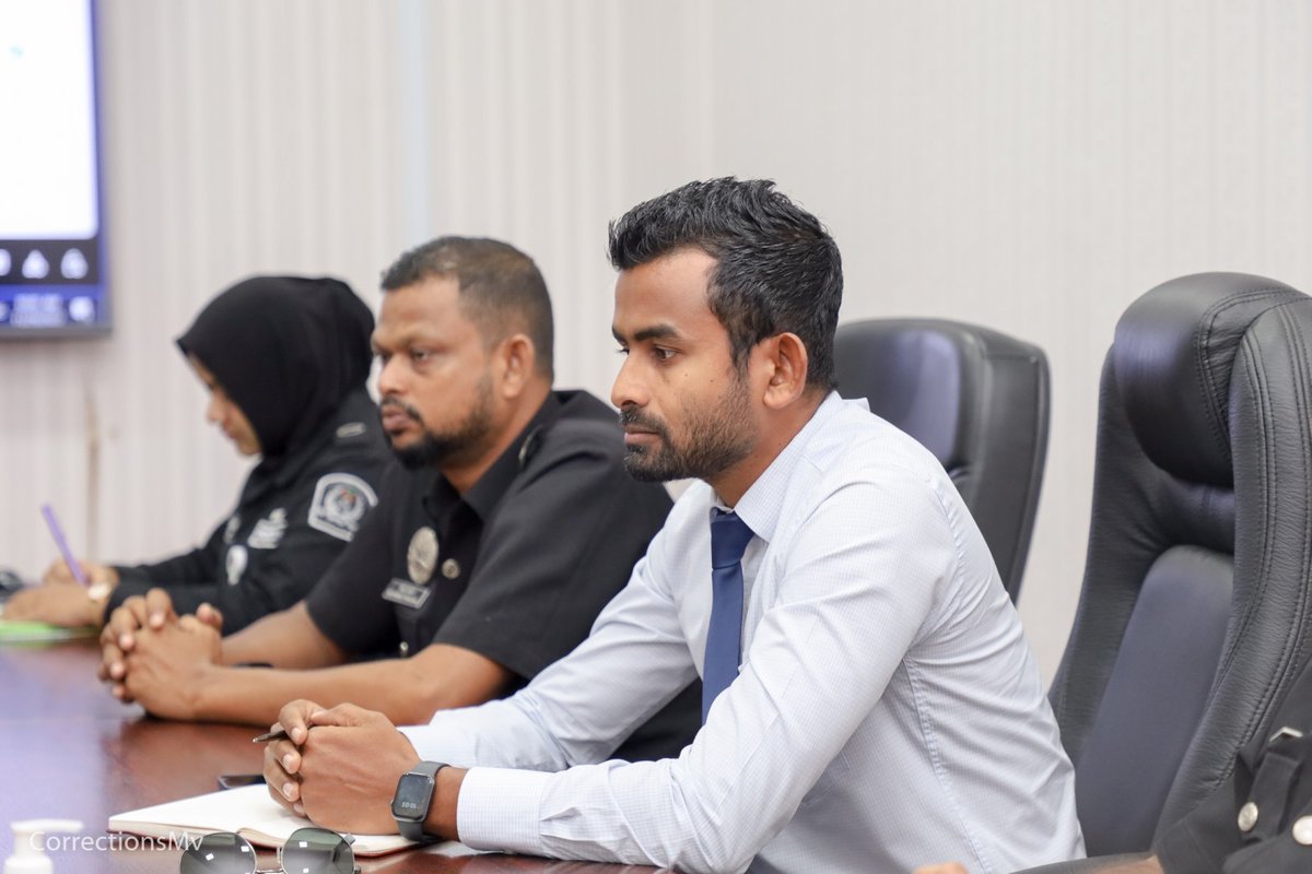 CorrectionsMv's tweet photo. #OTJMV met with the Commissioner of Prisons and senior officials today at MCS Head Office to discuss the cases related to prisons and upcoming closed hearings. https://t.co/kouoG5hC6K