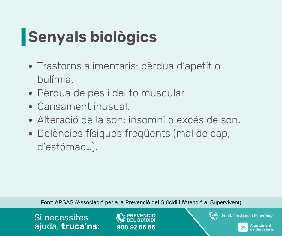 TPrevSuicidi's tweet photo. Aquest recull està fet a partir del material de l’Associació per a la Prevenció del Suïcidi i l'Atenció al Supervivent (
@_APSAS_). 

👉 El podeu llegir sencer aquí: https://t.co/0oH2RWxtLW https://t.co/xHdGz5Nz3I