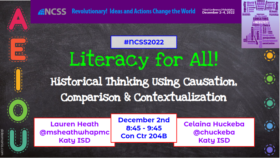CHuckeba's tweet photo. Lauren and I are excited about all the learning that is about to happen! See you in Philly, Social Studies people! We hope to see you Friday morning when we practice our historical thinking skills! #NCSS2022 https://t.co/wjwumftHGb
