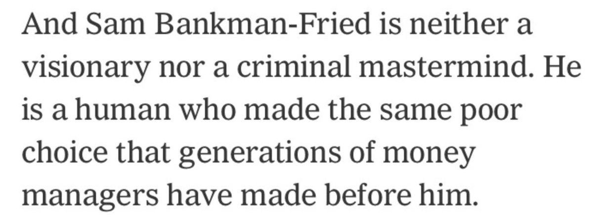apparently the NY Times and other mentally deranged journos still don't understand the difference between "money manager" and "custodian"

FTX was supposed to be a custodian and trading platform not a hedge fund