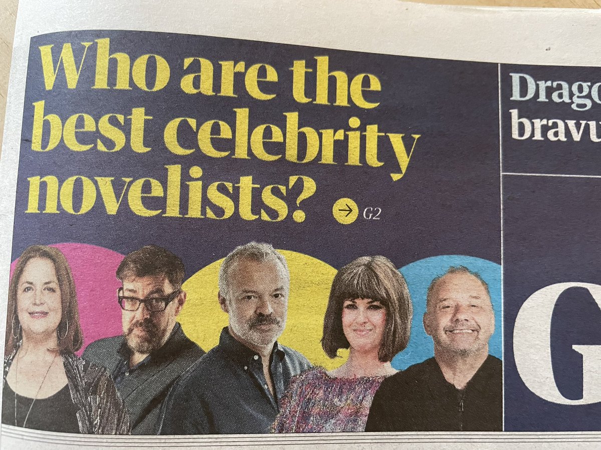 A nice bit of much-needed publicity for celebrity novelists in today’s Guardian 🙄 When I’m prime minister all celebrities will have to submit their manuscripts under pseudonyms (and stick to them) then sink or swim with the rest of us!