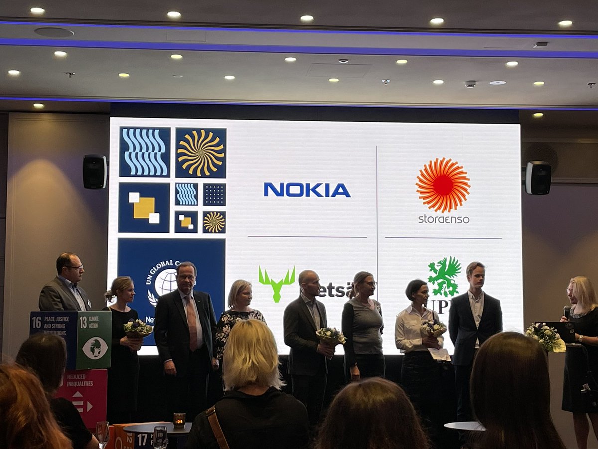 ➡️ Parasta bisnestä on vastuullinen bisnes!!! <a href="/globalcompactFi/">UN Global Compact Network Finland</a> 

Onnea edelläkävijöille <a href="/nokia/">Nokia</a> <a href="/UPMSuomi/">UPM Suomi</a> <a href="/storaensosuomi/">Stora Enso Suomi</a> <a href="/MetsaGroup/">Metsä Group</a> - <a href="/globalcompact/">UN Global Compact</a> pioneerit - globaalisti &amp; lokaalisti CSR-palkitut! 🥇

Jonkun pitää näyttää esimerkkiä, suuntaa vastuullisessa yritystoiminnassa❗️