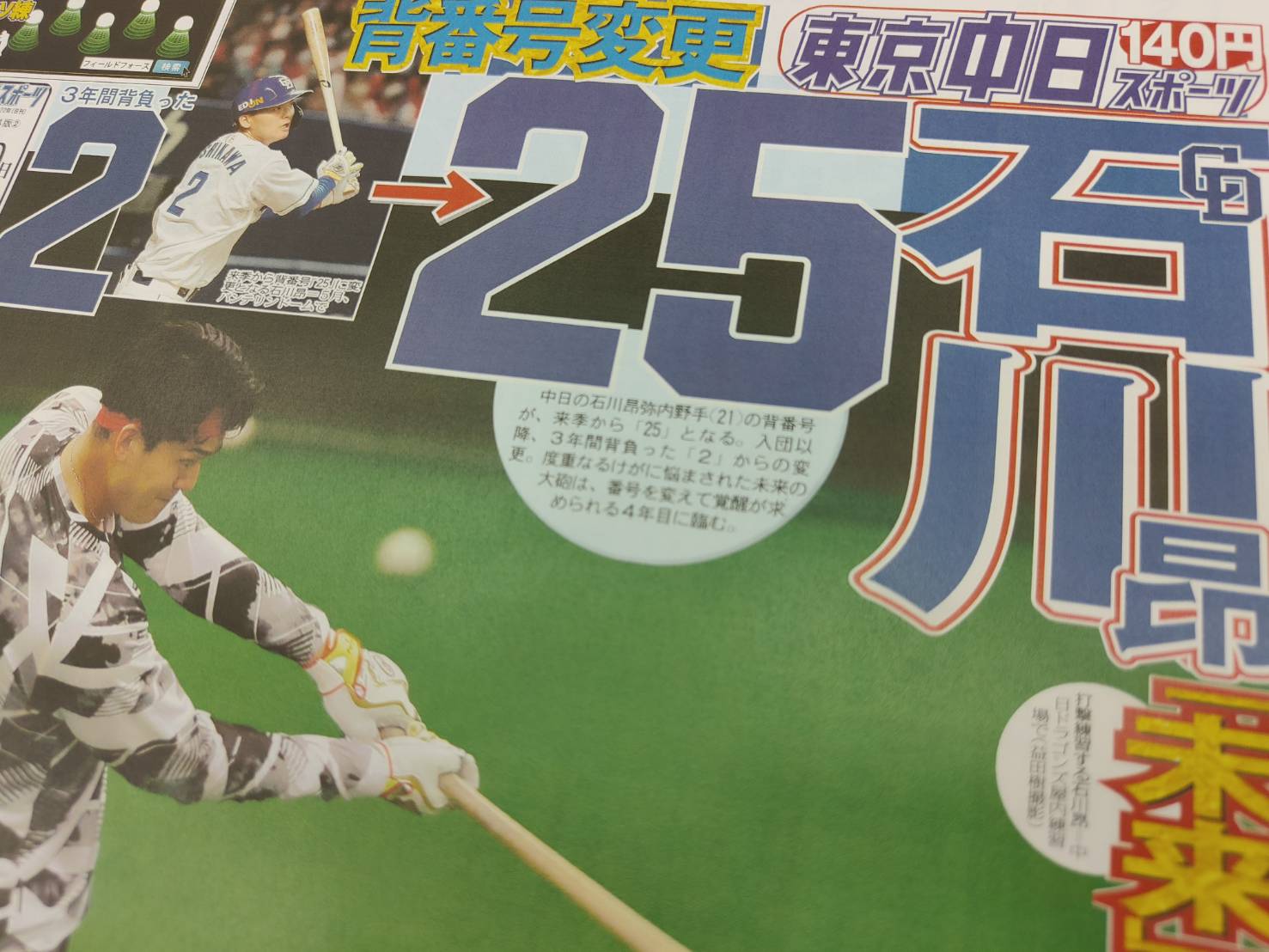 中日ドラゴンズ　開幕祝いくじ　当たりBIGアクスタ　25 石川昂弥選手 ドリームオーダー CBP01-D06 石川 昂弥 中日ドラゴンズ (R レア