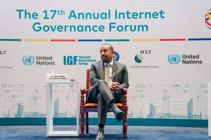 TghatMedia's tweet photo. #IGF2022 in Ethiopia, a  country that has imposed the longest internet shutdown in history for the entire people of Tigray for 2 years. Abiy Ahmed presiding over it and lecturing attendees about internet and its essence for human rights. A @UN travesty in a picture.  #IUF2022 https://t.co/kYGuxPvtwR