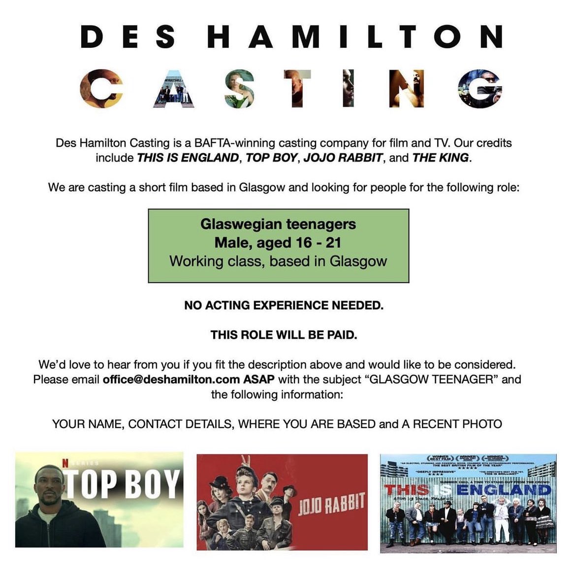 Please share, and get in touch if you fit the brief!