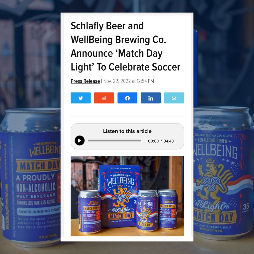 Cheer on Team USA while you work today with our new Match Day Light, a 35-calorie, non-alcoholic English Pale Ale. It's called multi-tasking, right? @brewbound has the details on our new N/A beer in partnership with @wellbeingbrewing brewbound.com/news/schlafly-…