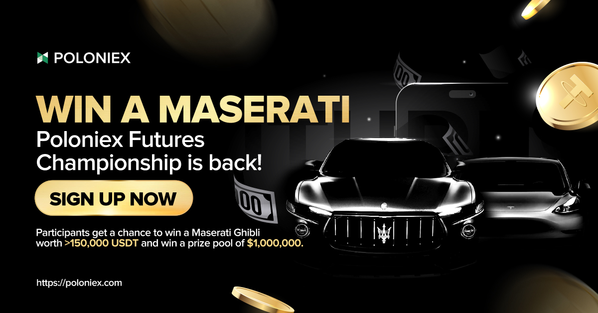 Poloniex Futures Championship is back with MEGA rewards!🏎️💰📱@maserati_HQ #Tesla #iPhone14ProMax 

Join giveaway to share 100 USDT! 🎁

⚡️ Follow <a href="/Poloniex/">Poloniex Exchange</a> 
⚡️ RT &amp; TG 3 friends
⚡️ Register to earn 50 USDT right away👉 poloniex.com/campaigns/futu…

⏰ DDL: 10 Dec, 10 winners