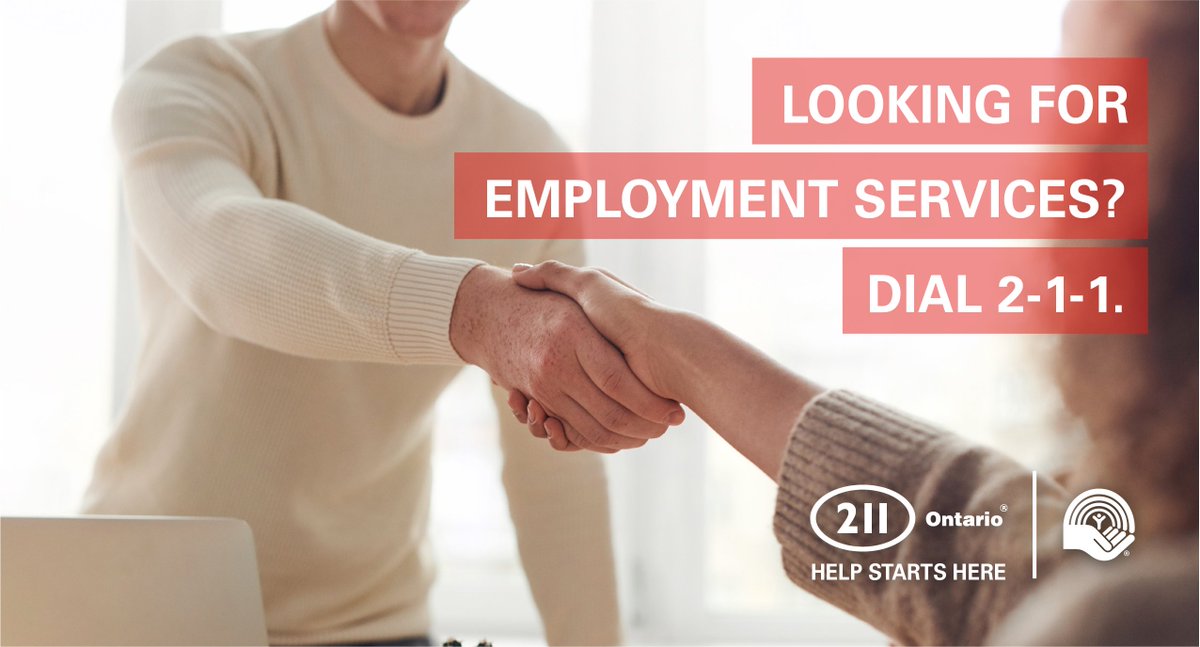 Looking for job opportunities? Looking to upgrade your skills? The 211 helpline can direct you to free programs and services, such as Employment Ontario, vocational services, apprentice training and more.

Dial 2-1-1 or search online at 211centralsouth.ca
#HelpStartsHere