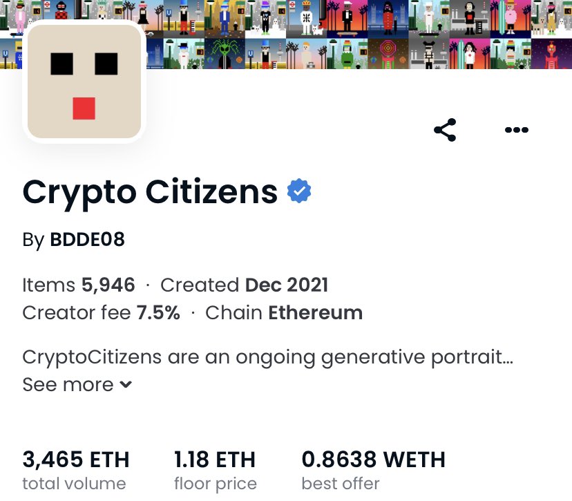 looks_rekt's tweet photo. Crypto Citizens NFT giveaway 👾

Floor is 1.18 ETH 🎁

To enter:
• Follow with 🔔
• Like &amp; retweet ✔️
• Tag 2 friends 🤝

(24 hours ⏰) good luck 👍🏻 https://t.co/QpVmqTw87i
