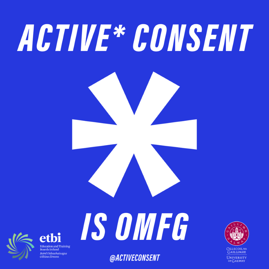 dicaegs1's tweet photo. It is ACTIVE CONSENT AWARENESS WEEK NOVEMBER 28th – DECEMBER 2nd, 2022
Active consent is OMFG - Ongoing, Mutual and Freely Given. 
#FETisStartingHere #ETBStrongerTogether #activeconsent #consentisOMFG @uniofgalway
@ThisisFet @SOLASFET @ETBIreland @Carcher_PD
 @CityofDublinETB https://t.co/bfZcx0iZQ1