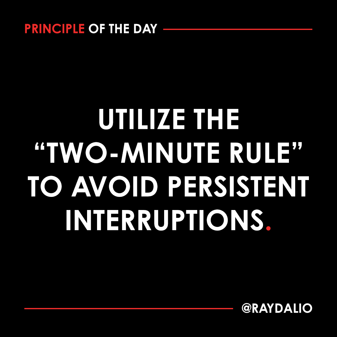 The two-minute rule specifies that you have to give someone an uninterrupted two minutes to explain their thinking before jumping in with your own. #principleoftheday (1/2)