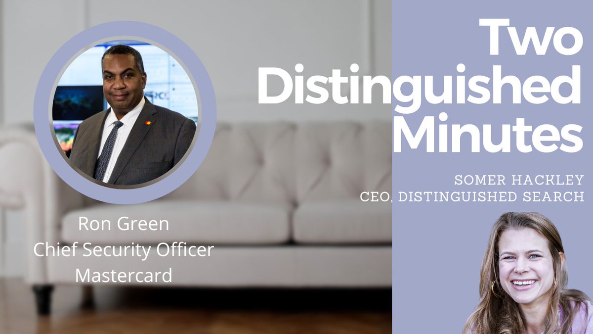 ThisIsSomer's tweet photo. Two Distinguished Minutes with Ron Green, Chief Security Officer at Mastercard, &amp; Somer Hackley. Hear Ron's "why." https://t.co/T44nXYaKV2 via @YouTube 
#cybersecurity 
#leadership
#security
#technology
#twodistinguished https://t.co/22bew3jsgS