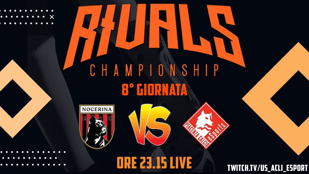 Stasera ore 23.15 in diretta sul canale twitch.tv/us_acli_esport la partita tra @Nocerinaesport e <a href="/PiacenzaCalcio/">Piacenza Calcio</a> 

Non mancate 💪

<a href="/proclubtv/">proclubtv</a> <a href="/RTAllProClub/">RETWEET ALL PROCLUB</a> <a href="/NewsProclub/">News Proclub</a>  <a href="/Tutto_ProClub/">Tutto ProClub</a> <a href="/ZoOmProClub1/">ZoOmProClub</a> @Poseidonleague