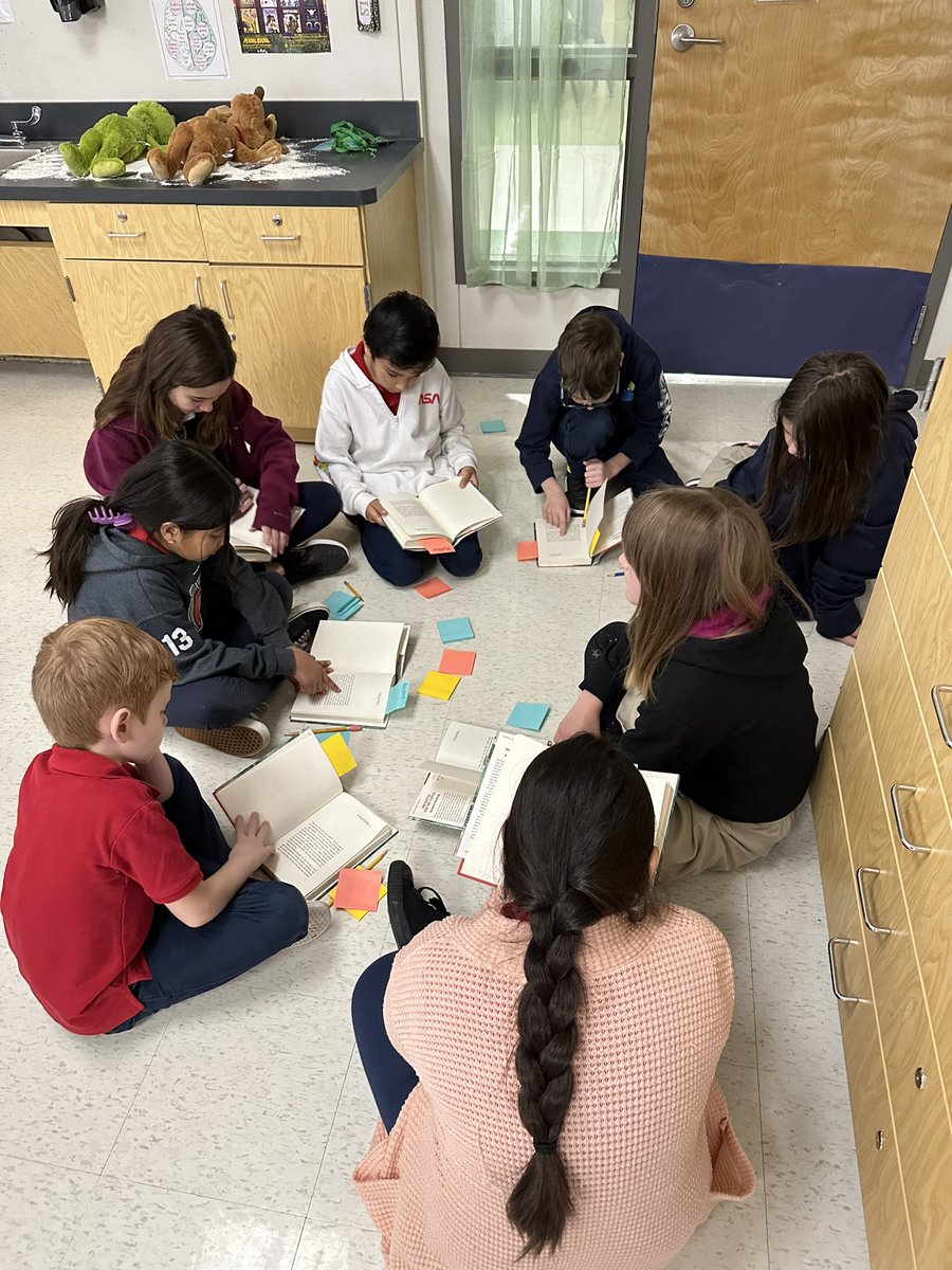 HeatherMSheehan's tweet photo. WIN time, Enrichment Book Club! Love seeing all the notes and hearing discussions! #westbirdvilleelementary #mssheehansclass2022 https://t.co/uBawjKW8sy