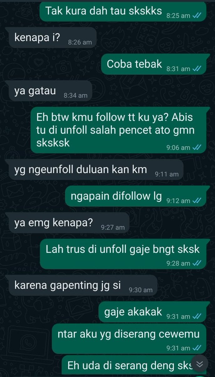 bubbliiy_'s tweet photo. Kalian bisa lihat chat antara tgl 24 dan 25 itu keliatan beda dari typingnya. Asumsinya klo di tgl 25 si Nana yg ngebalesin chat. Makin ke bwh soalnya makin ga nyambung sksk dan secara gak langsung di proof terakhir dia ngaku kalo dia yang selama ini nyebar no Wa Bunga di michat https://t.co/NTn5jrA81O