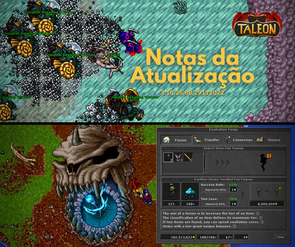 taleononline's tweet photo. Pó, lascas, núcleos exaltados, criaturas influenciadas e malignas... Saiba mais sobre a Forja em Taleon!

https://t.co/fy56zTwE01

#ExaltationForge #Brokul #PatchNotes #TaleonOnline #SAN #Avalon https://t.co/oOSU1PIvR0