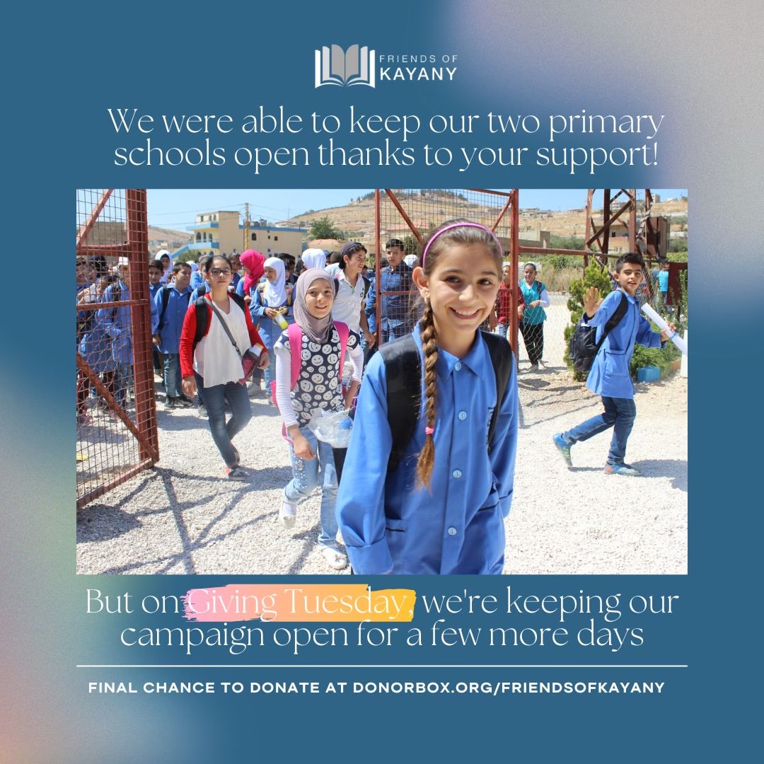 FriendsofKayany's tweet photo. As this year comes to an end &amp; as we mark #GivingTuesday today, we wanted to thank you for your support. We were able to keep 2 primary schools open!📚

This is your last chance to donate to these 2 schools before we close the campaign on Sunday: https://t.co/PvA2NI8dpx https://t.co/mC9yFQFw6r
