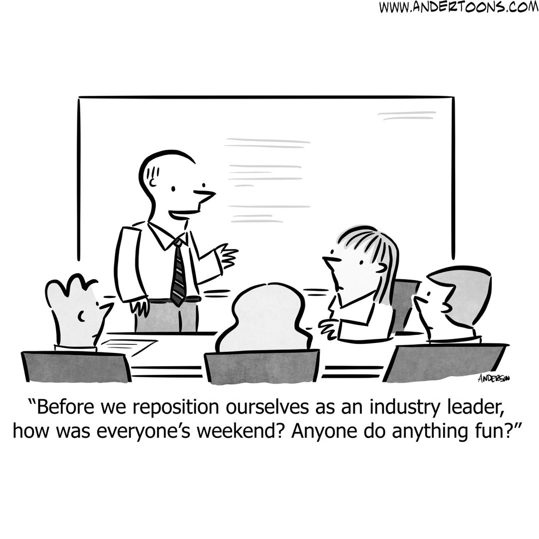 Is your branding an afterthought?

No judgement - everyone's busy. But if your brand positioning is taking a back seat, I may be able to help!

bit.ly/3gs3Q6l

bit.ly/3gs3Q6l
(via Andertoons Daily Cartoon! 😀)