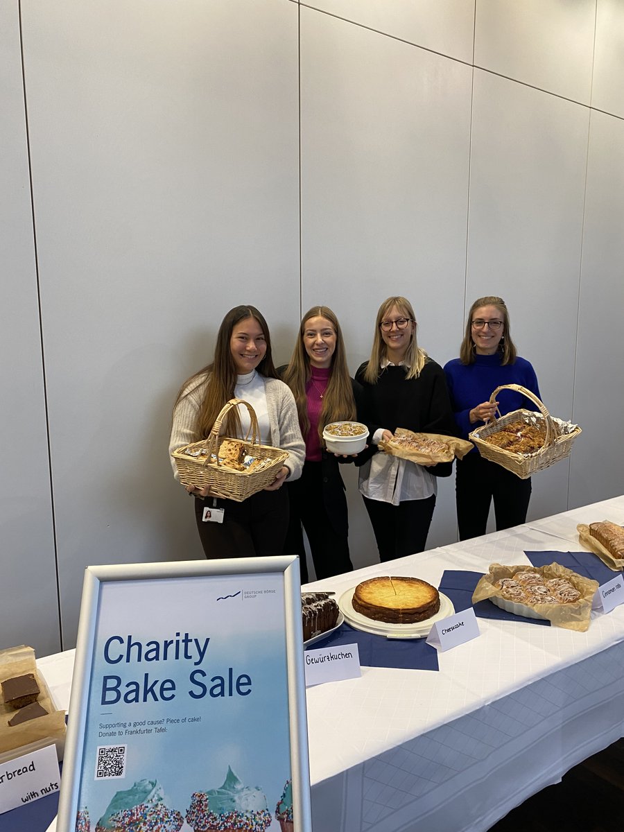 DeutscheBoerse's tweet photo. Today is #GivingTuesday and colleagues around the world have organised charity bake sales to raise money for local charities. Also, the winners of our annual Corporate Engagement Lottery were drawn where 4 colleagues won a €1,000 donation for a charity project of their choice. https://t.co/PkDmhJx8KW