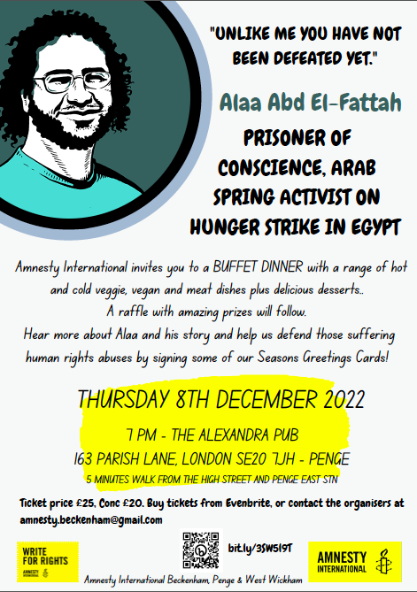 AmandaCBarnes's tweet photo. We're hosting this #FreeAlaa event in #Penge South London next week. https://t.co/0OqXjKkE00