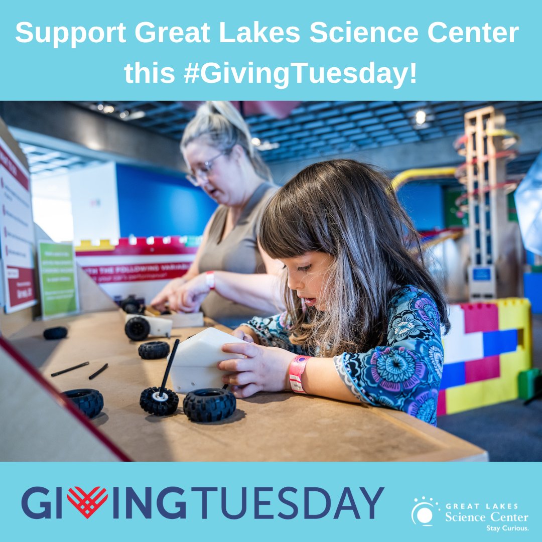 In honor of #GivingTuesday, and end-of-year giving, we hope you will consider donating to Great Lakes Science Center. Your support will awaken minds, strengthen families, improve science education, and prepare today’s youth for tomorrow’s jobs. bit.ly/3cj7utu