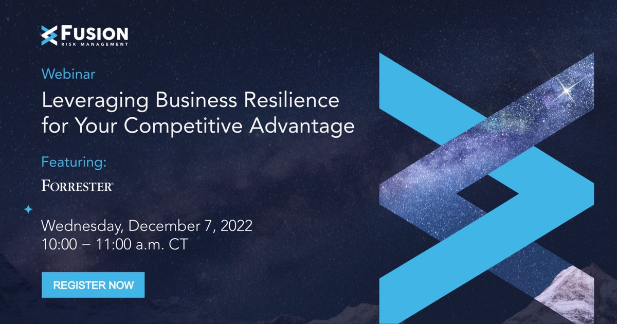 Join Fusion's <a href="/steve_fusionrm/">Steve Richardson</a> and our guest speaker, <a href="/forrester/">Forrester</a>'s <a href="/AmyDeMartine/">Amy DeMartine</a>, for a webinar on December 7 where they will do a deep dive into how your company can effectively leverage #resiliency for your #competitiveadvantage! Learn more and register: bit.ly/3AQ9pSU