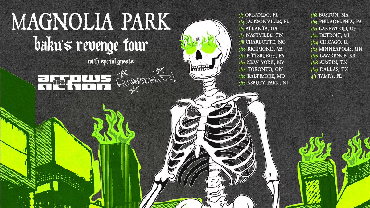 EVERYONE REMAIN CALM IT'S HERE. COME SEE US ON TOUR!
Our first headliner!! Tickets go up on sale this Friday,
Dec 2nd @ 10am local time. Pre-sale is available at noon today. 
It's gonna be an amazing time, can't wait to see ya there!
thanks :) magnoliaparkband.com