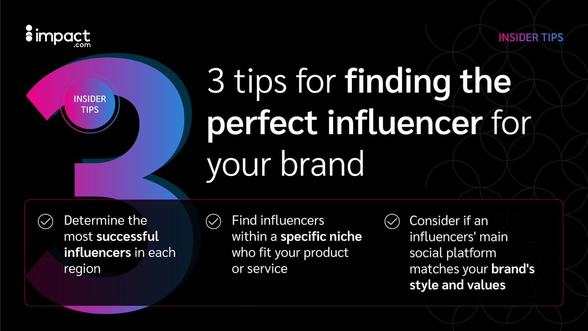 impactdotcom's tweet photo. Your brand’s perfect #InfluencerMarketing match is out there. Speed up the search time with these #IndustryTips👇🏾 More here: https://t.co/zaQi30E7ne
#GrowWithUs #MasterPartnerships https://t.co/TFb70BTkq6