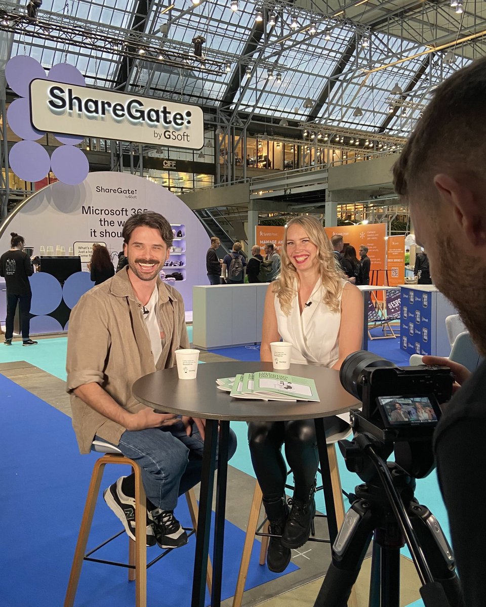 Sneak peek 🫣 
Filming new RISING UP interviews during #ESPC22! <a href="/laurent_sp/">Laurent St-Pierre</a> and #MicrosoftMVP <a href="/kettukari/">Karoliina Kettukari</a> discuss the ever-growing importance of #EmployeeExperience in the world of IT 💪