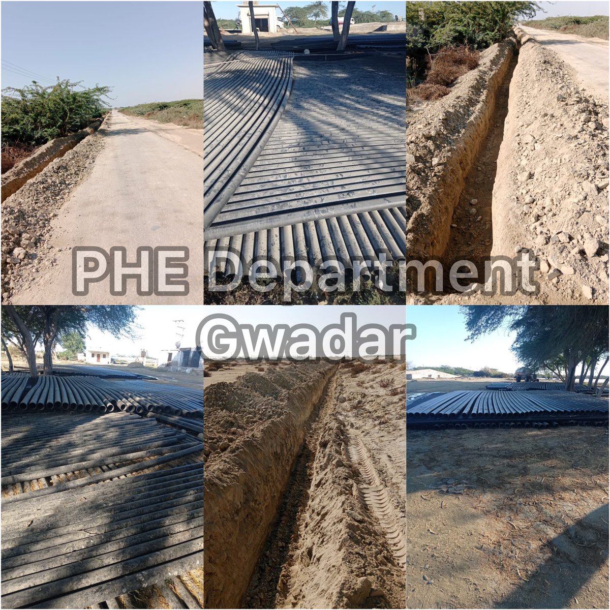 PHEDGwadar's tweet photo. Excavation work of new 5KMs pipeline from Airport Station to Washen Dohr of Sub-Division Gwadar is in mid of completion. Laying &amp; adjointing of pipelines shall be started in couple of days. New line will help for in uninterruption &amp; smooth supply to Washen Dohr residents. https://t.co/D7fY2O6izE