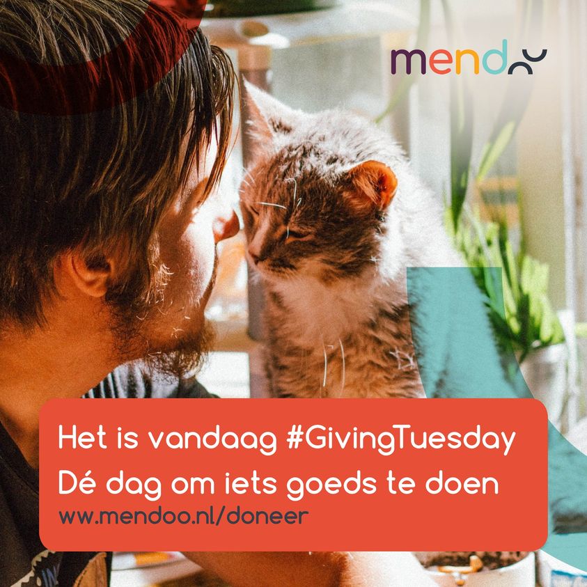 Het is vandaag #GivingTuesday de wereldwijde dag om iets goeds te doen voor een ander. 𝑯𝒆𝒍𝒑 𝒋𝒆 𝒎𝒆𝒆? Met jouw donatie zorgen we ervoor dat slachtoffers van huiselijk geweld met hun huisdieren bij elkaar kunnen blijven. mendoo.nl/doneer
