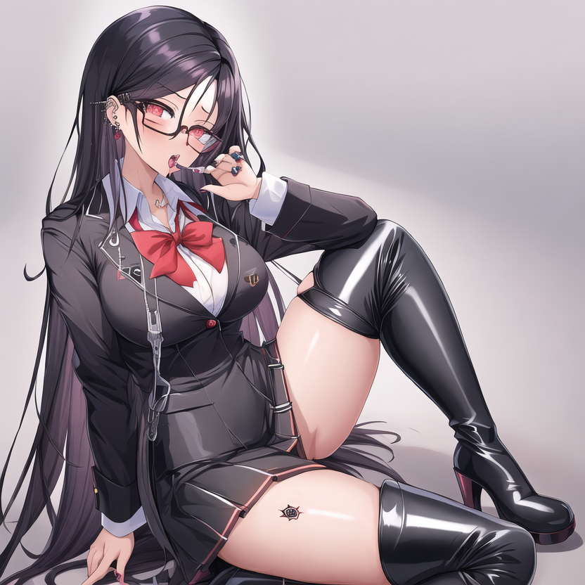 AIeroe's tweet photo. AIくんに黒髪ロングでちょっとSっぽい生徒会長を描いてもらいました。 https://t.co/BybyaCPb1e