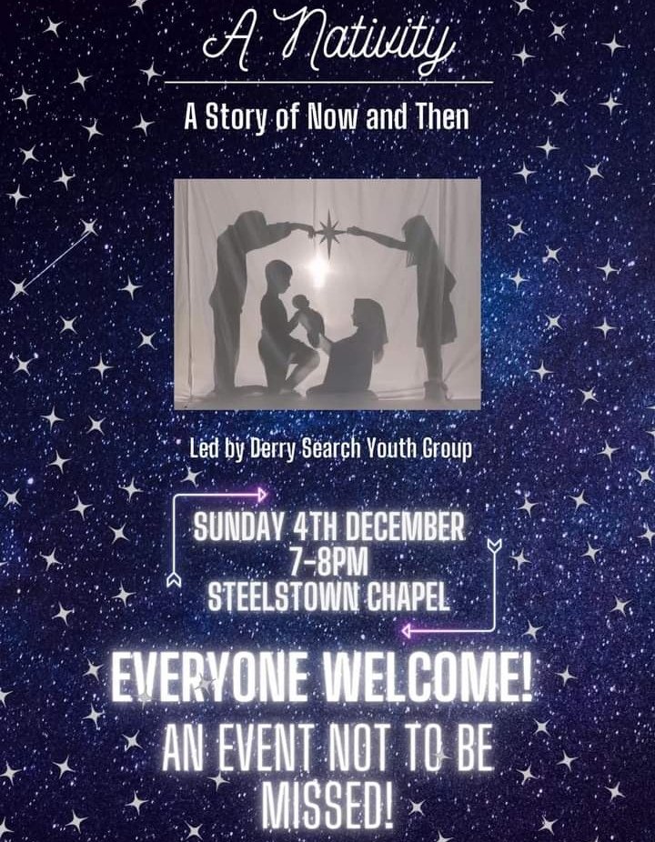 SearchDerry's tweet photo. Join us on Sunday 4th December for a special retelling of the Nativity story during this Advent season
#shadownativity #youthministry #derryyouth #churchinaction https://t.co/w75tRkht0k