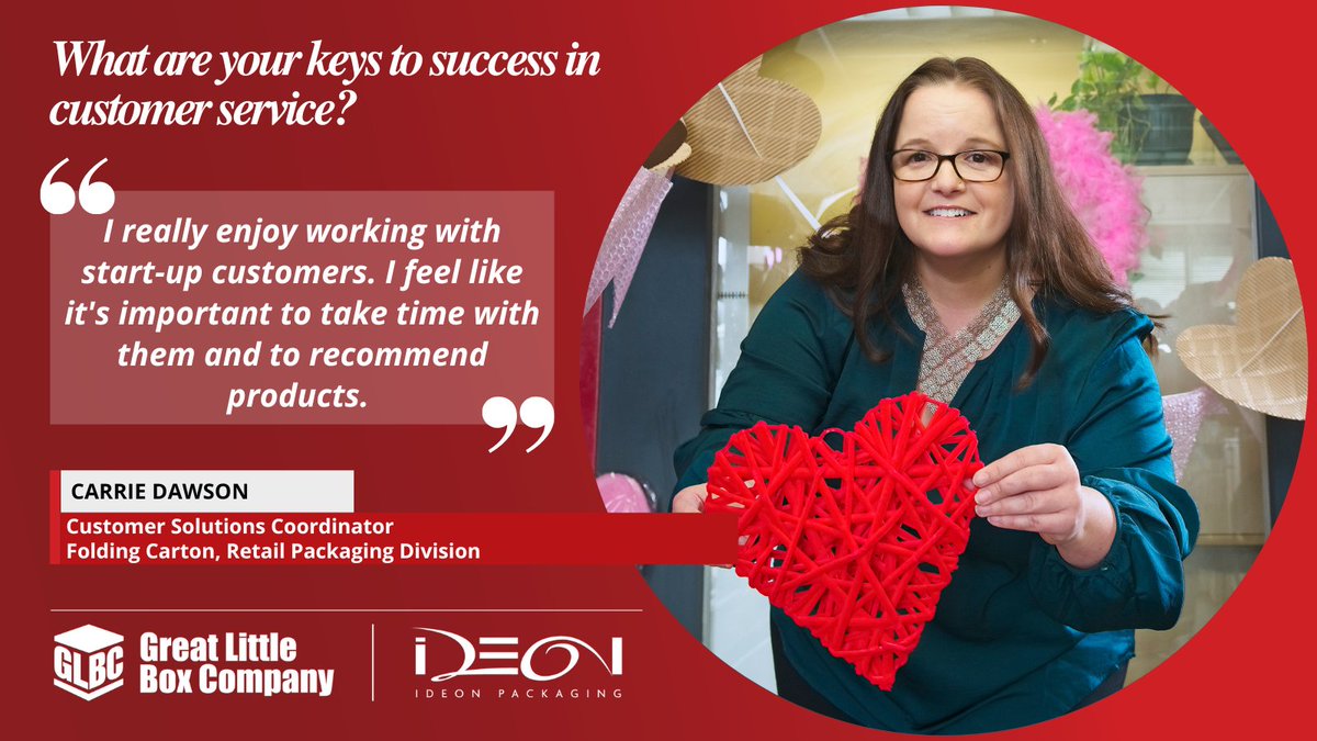 Carrie Dawson is a Customer Solutions Coordinator in the Folding Carton, Retail Division and has been with GLBC for 23 years! Click the link to read about her journey and diverse roles within the company. [Link: bit.ly/3NXWZOw] #companyculture #greatpeopledeliveringWOW