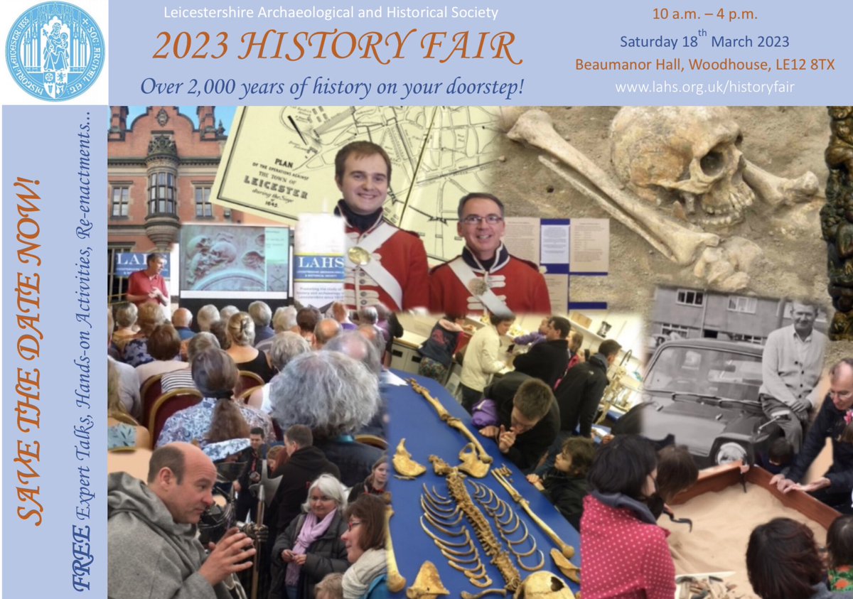 @Mosaic_Jim Can’t wait to hear all about your adventures with @HistoricEngland and @ULASarchaeology and the #RutlandRomanVilla when you speak at the rescheduled @LAHSoc History Fair on 18th March 2023 at @BeaumanorHall!