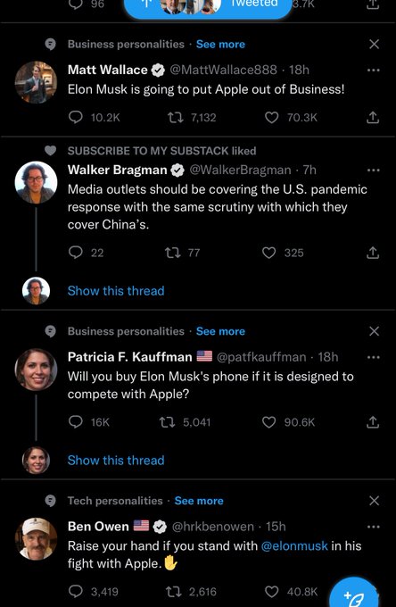 The main reason I&rsquo;m drifting away from Twitter is stuff like this. I don&rsquo;t follow Elon or any of these