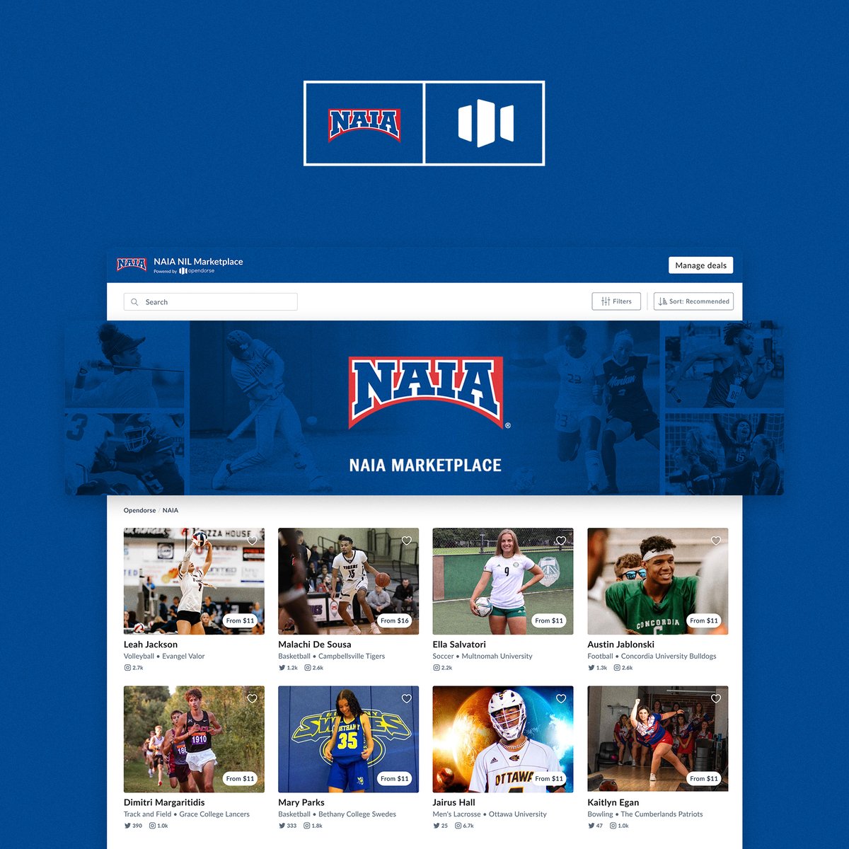 NAIA's tweet image. NAIA Marketplace on @opendorse is launching today! Check out how many NAIA student-athletes are benefitting from their #NIL deals. 

Start exploring here &amp;gt;&amp;gt; bit.ly/3FiL8YF