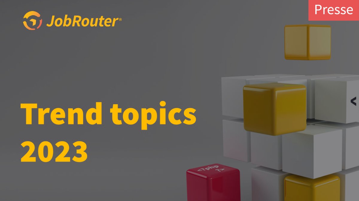 Become a (digital) trendsetter in 2023!
In our latest press release, you'll find out the most important and exciting IT trends in 2023, and we'll also reveal how we're implementing these trends at JobRouter. Read all about it here 👉 bit.ly/3ig40hD