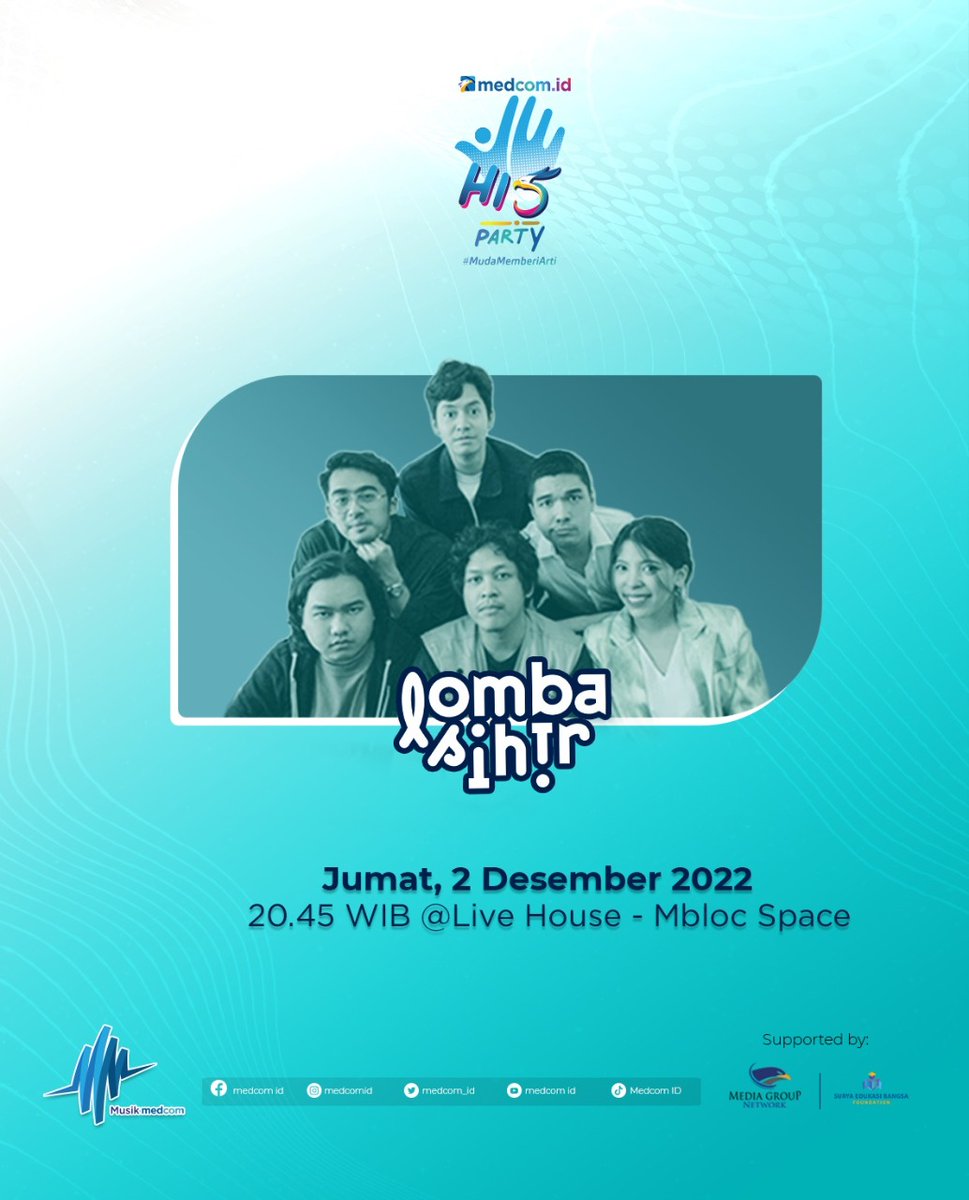 Metro_TV's tweet photo. Sudah siap nonton konser musik Medcom Hi5 Party #MudaMemberiArti?
Buruan daftar sekarang juga di https://t.co/aLbae4ZiFJ
Dengan donasi minimal Rp25.000 kamu gak cuma bisa nonton konser, tapi juga berkesempatan untuk membantu korban gempa Cianjur.
Info cek @medcom_id
#MedcomHi5 https://t.co/Hy1IlOHV54