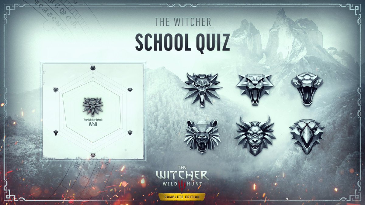 You have been playing as the White Wolf for a while, so you'd think you are the perfect fit for the Wolf School... or are you? 🐺

Take the quiz and find out which Witcher School would be the perfect match for you: thewitcher.ly/SchoolQuiz ⚔