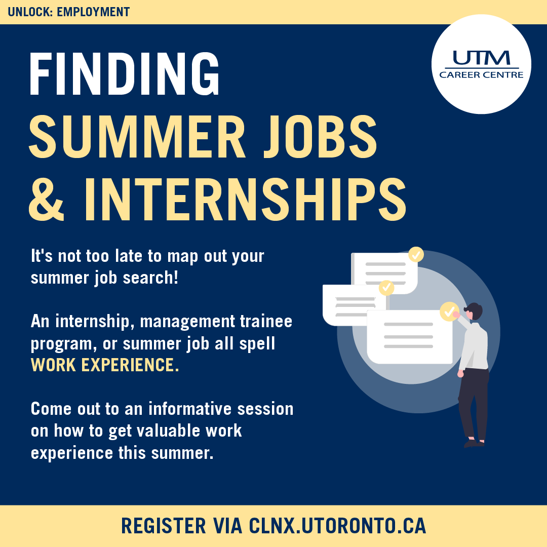 UTMCareerCentre's tweet photo. Never too early to start preparing for that summer job search! Unsure where to start? Join our workshop to get insights and tips on how secure a summer position! 

🗓Monday, December 5th, 2022
🕙2:00PM - 3:30PM
📍Online via Zoom

Register via CLNx https://t.co/KenLLMTZai